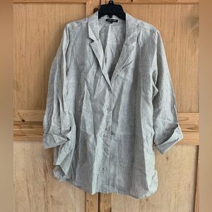 Women’s Boho Chic Neutral Linen Top, Blazer/Mini Dress Sz XL